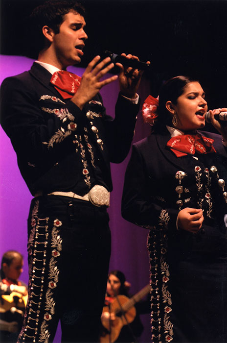 Students of the University of Texas-Pan American Mariachi Aztlán perform in concert.