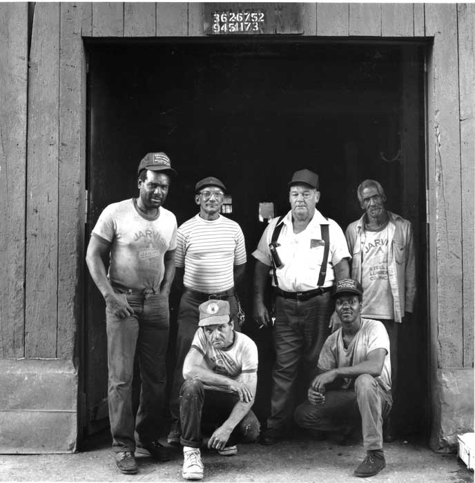 Arabbers at the Kratz stable, Southwest Baltimore, Maryland, June 1986. From left to right: Caroll “Tomboy” Hughes, Walter “Teeth” Kelly, Walter “Buddy” Kratz, William “Eastern Jim” Fields, Robert “Porky” Warner, and “Mandyman.” This stable was built by Charlie Boyle around 1899. It is located on Lemmon Street, between Pratt and Lombard Streets off South Carlton Street. Photo © 2012 Roland L. Freeman
