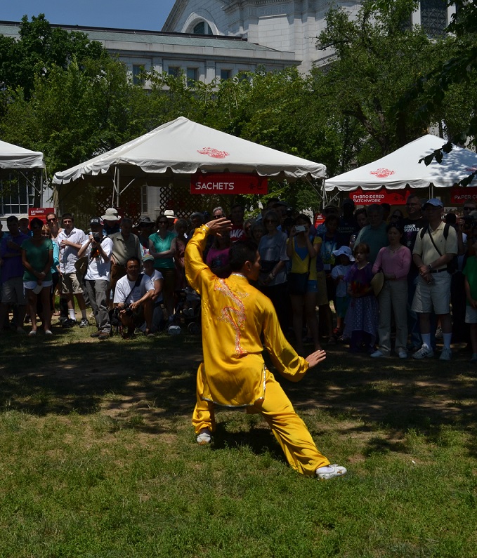 A tai chi performance at People's Park.