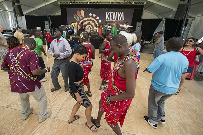 Dancers from all over Kenya and America unite on the Ngoma Stage dance floor.