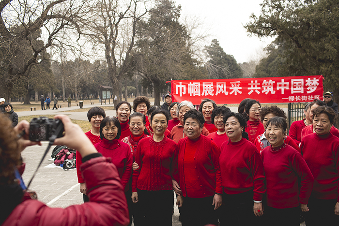 A group of dancers in Temple of Heaven Park, Beijing, 2014.