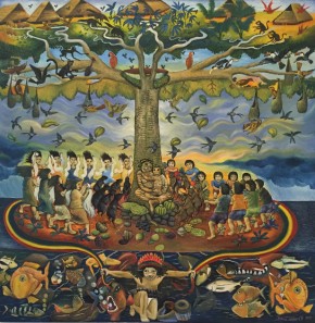 La Raíz de mi Mundo (The Root of my World), a painting by Brus Rubio. Photo by Jackie Flanagan Pangelinan, Ralph Rinzler Folklife Archives