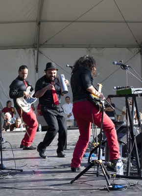 The night closed out with Viento Callejero from East Los Angeles, playing their special blend of cumbia rock music. Photo by JB Weilepp, Ralph Rinzler Folklife Archives