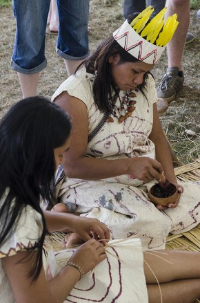Wachiperi women prepared dyes to decorate their traditional bark clothing. Photo by Josh Weilepp, Ralph Rinzler Folklife Archives