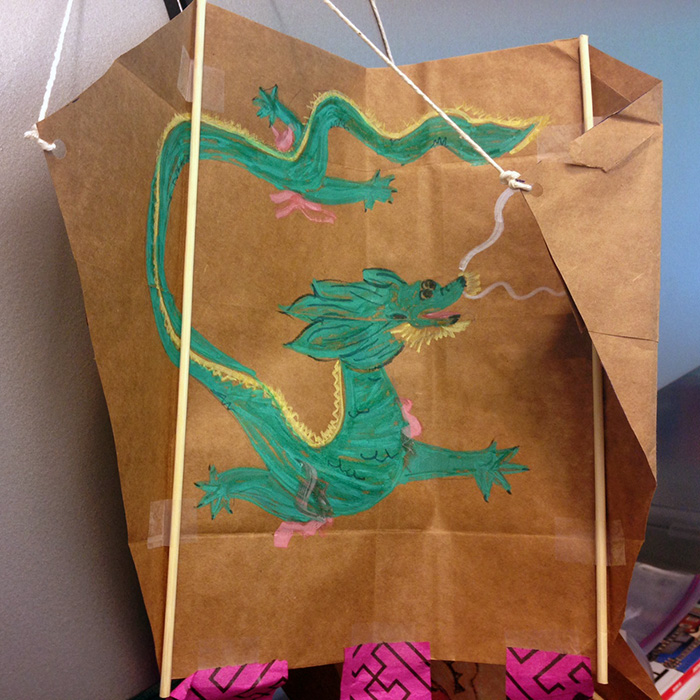 Paper bag kites for Qing Ming Festival.